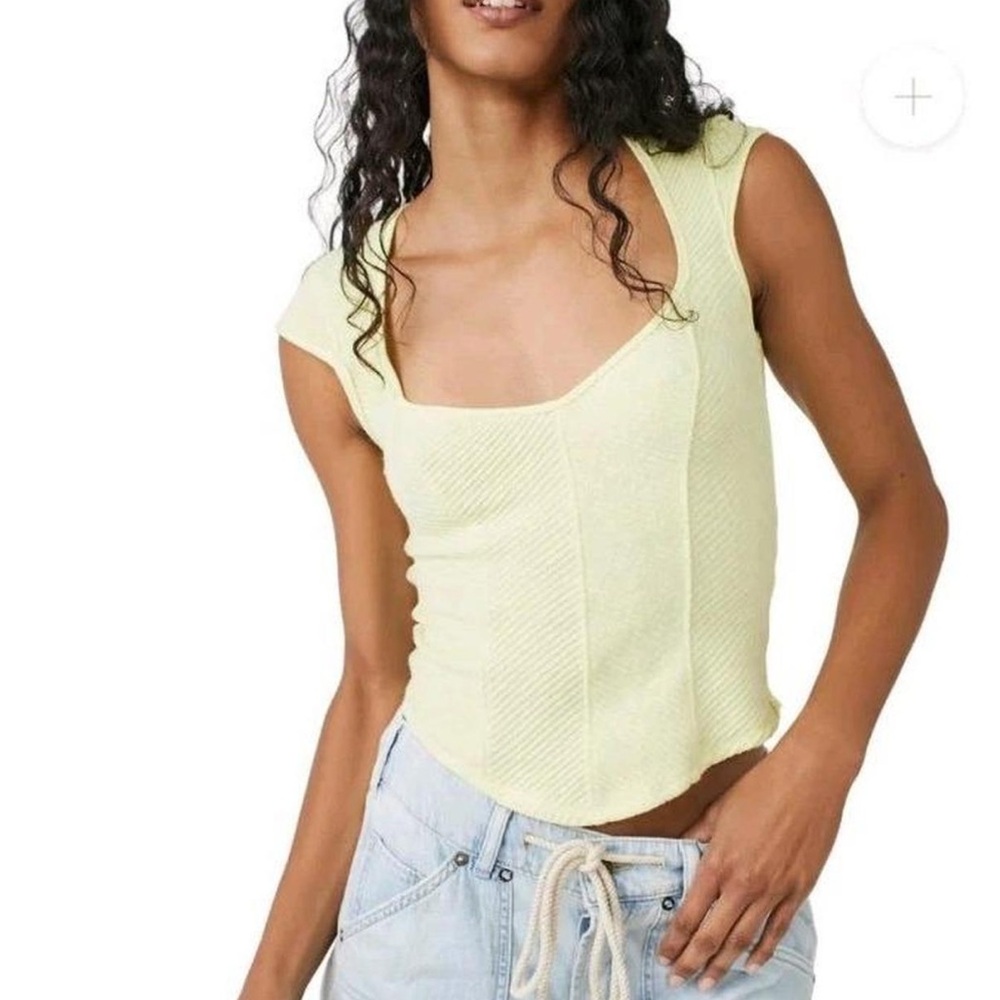 We The Free Butter Yellow Ribbed Tank Top